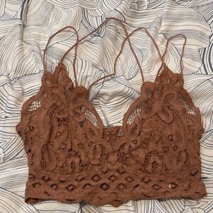 Free People Lace Adella Bralette Top - Brown